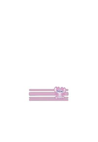 Fasce per capelli rosa con un design di elefante in stile cartone animato, realizzate in materiale flessibile con una superficie liscia e tre righe orizzontali.