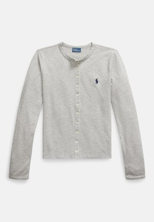 STRETCH COTTON CREWNECK CARDIGAN  - Casaco de malha - andover heather