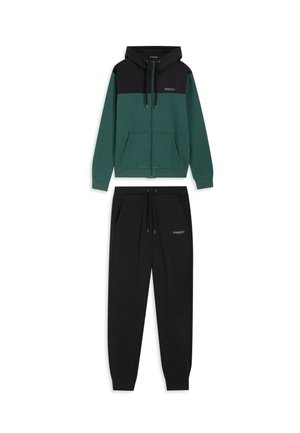 CON CAPPUCCIO COLOUR BLOCK E FONDO SET - Tuta - green/black