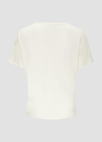 Korte mouwen, ronde hals t-shirt gemaakt van lichte, zachte stof in off-white, met een eenvoudige, relaxte pasvorm en een rechte zoom.