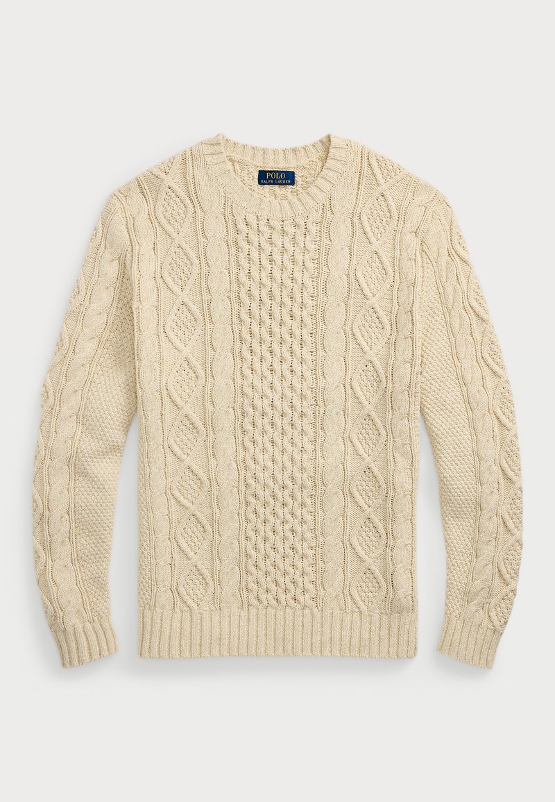 Polo Ralph Lauren THE ICONIC FISHERMAN'S JUMPER - Vesta - oatmeal combo