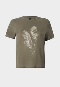 ONLKITA LIFE FEATHERS - Triko s potiskem - khaki