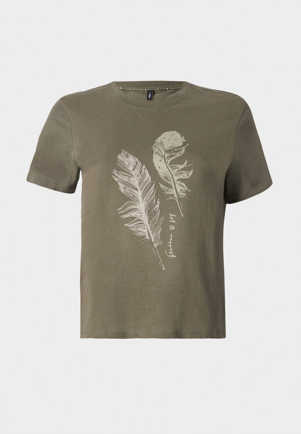 ONLKITA LIFE FEATHERS - Print T-shirt - khaki3