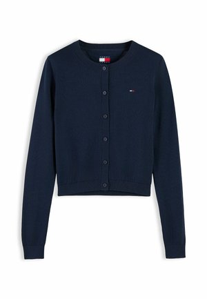 Tommy Jeans, TOMMY JEANS RIBBED SLIM CREW NECK CARDIGAN - Chaqueta de punto - dark blue