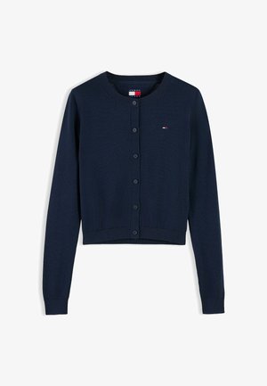 Tommy Jeans, TOMMY JEANS RIBBED SLIM CREW NECK CARDIGAN - Chaqueta de punto - dark blue
