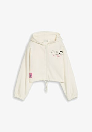 TOM TAILOR, TOM TAILOR STRICK & SWEATSHIRTS OVERSIZE HOODIE SWEATJACKE MIT PEANUT - Sweat zippé - gardenia white