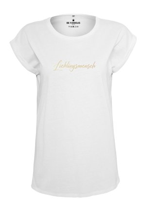 CLASSIC ROLL UP LIEBLING - Print T-shirt - shirt white print champagner pt