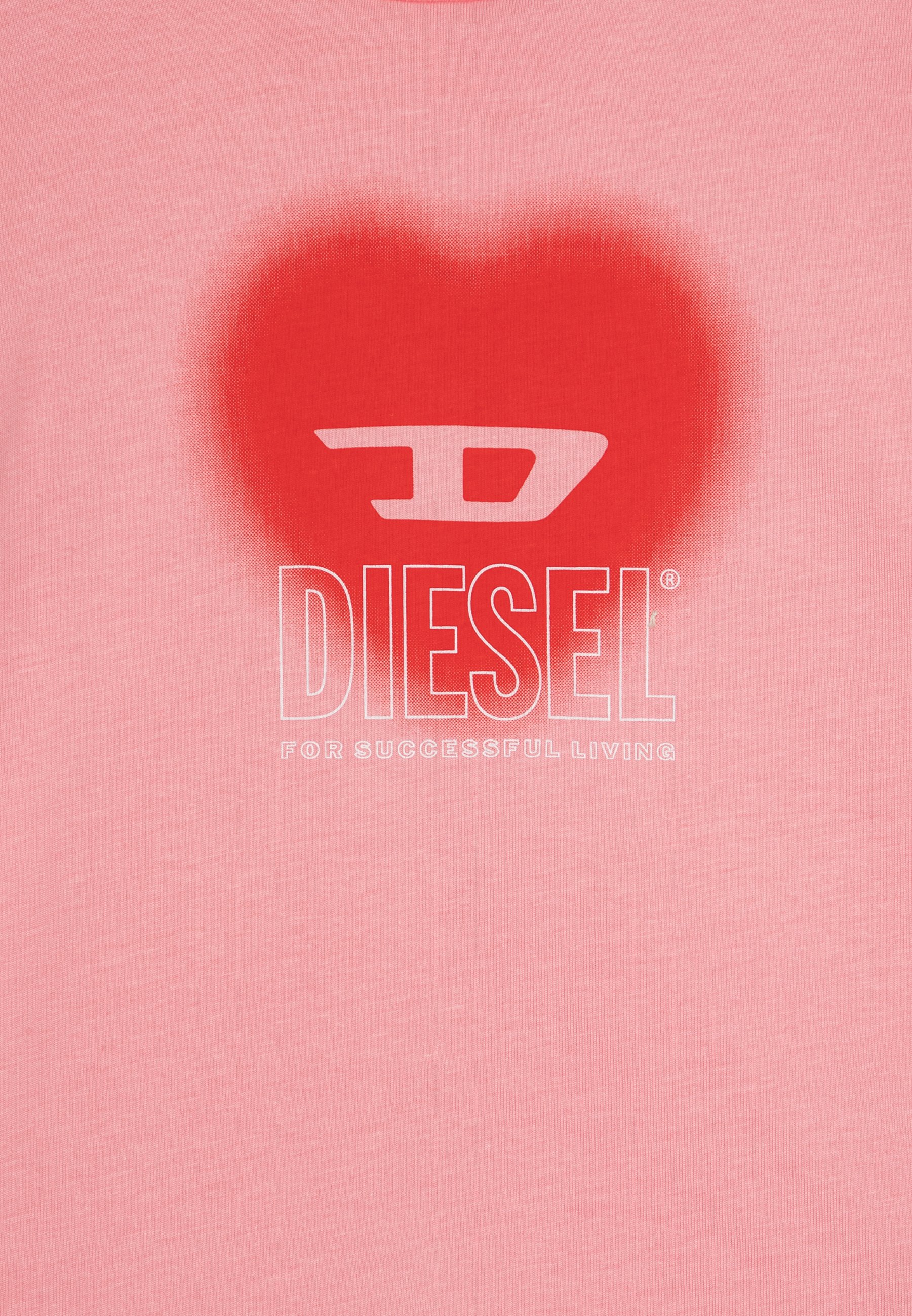 DIESEL Tシャツ T-Ele-Long-N1 Rosa/Bianco T-shirt Diesel Girocollo | Effetto Stampa Olio e Grafica Silver