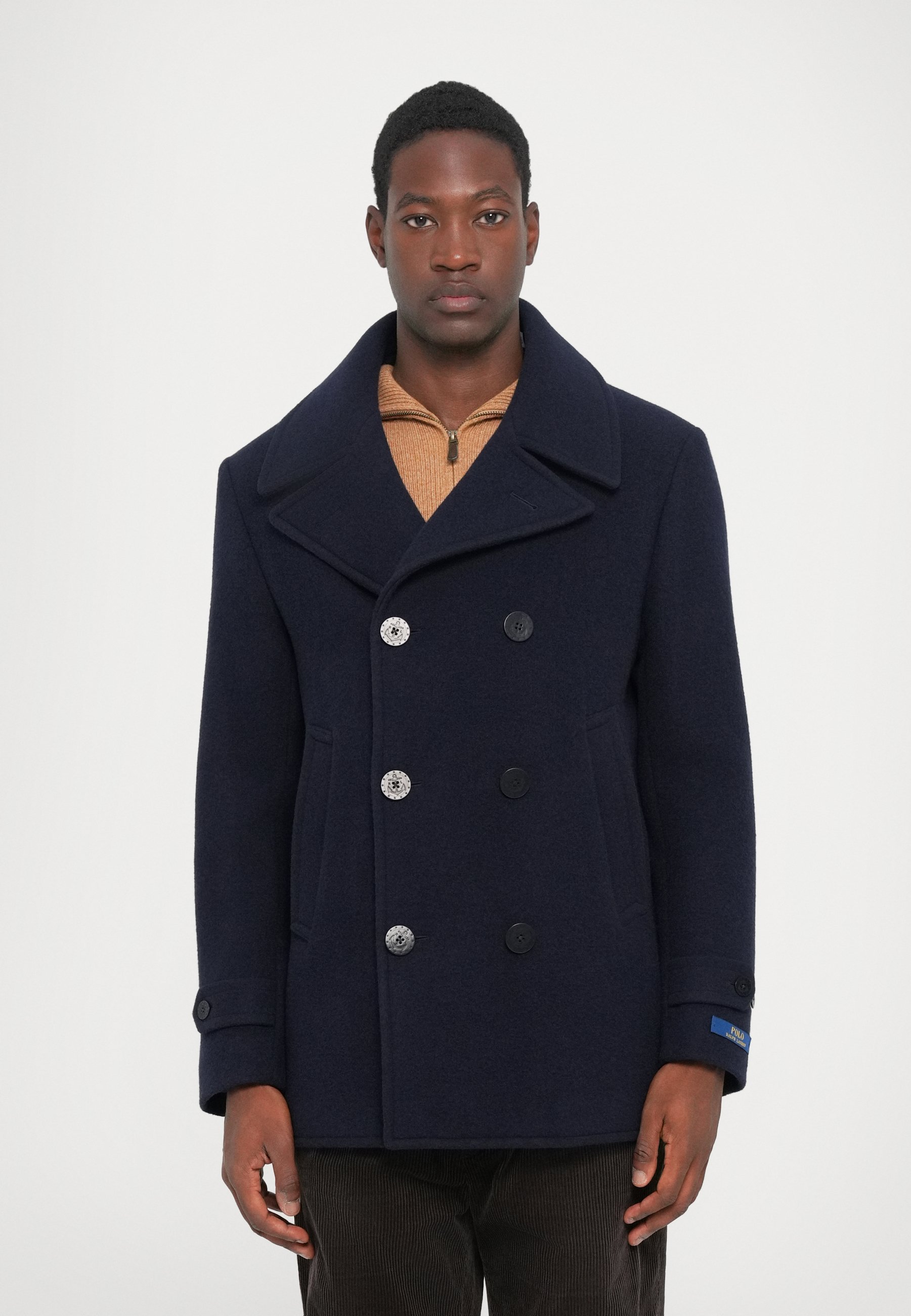 single breasted mens polo peacoat