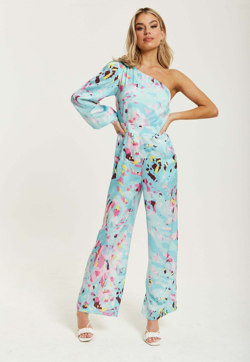 Liquorish ABSTRACT PRINT ONE SHOULDER - Jumpsuit - blue