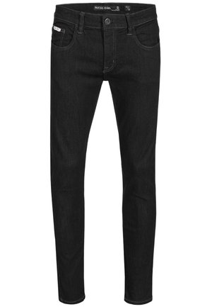 Sorte denim jeans med slim passform, med fem lommer, glidelås og stikking accenter. Laget av myk, elastisk stoff for komfort.