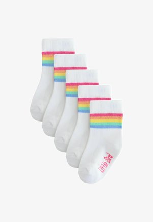 Čarape - white pastel rainbow stripe