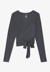 LONG SLEEVE YOGA WRAP TOP - Top dugih rukava - dark grey