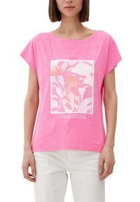 s.Oliver MIT STICKEREI - T-shirt imprimé - pink