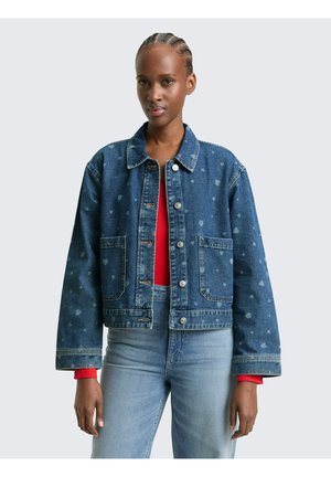 MIT AUFGESETZTEN TASCHEN - Jeansjacke - mid blue laser hearts denim