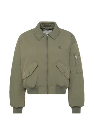 Calvin Klein Jeans, CALVIN KLEIN JEANS LIGHTLY PADDED SHORT BOMBER JACKET - Vinterjakker - dusty olive