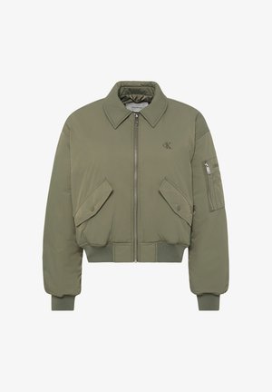Calvin Klein Jeans, CALVIN KLEIN JEANS LIGHTLY PADDED SHORT BOMBER JACKET - Winterjacke - dusty olive