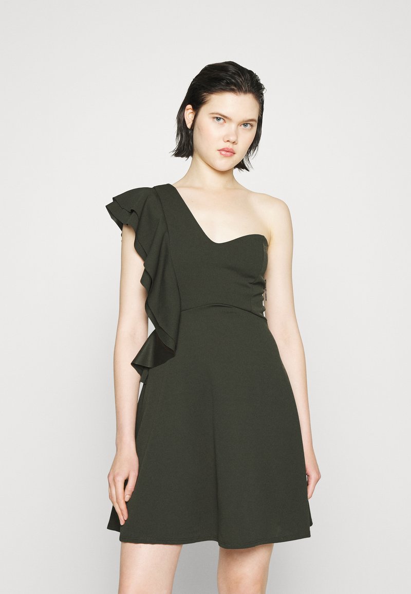 WAL G. ONE SHOULDER SKATER DRESS Jersey dress khaki green/light