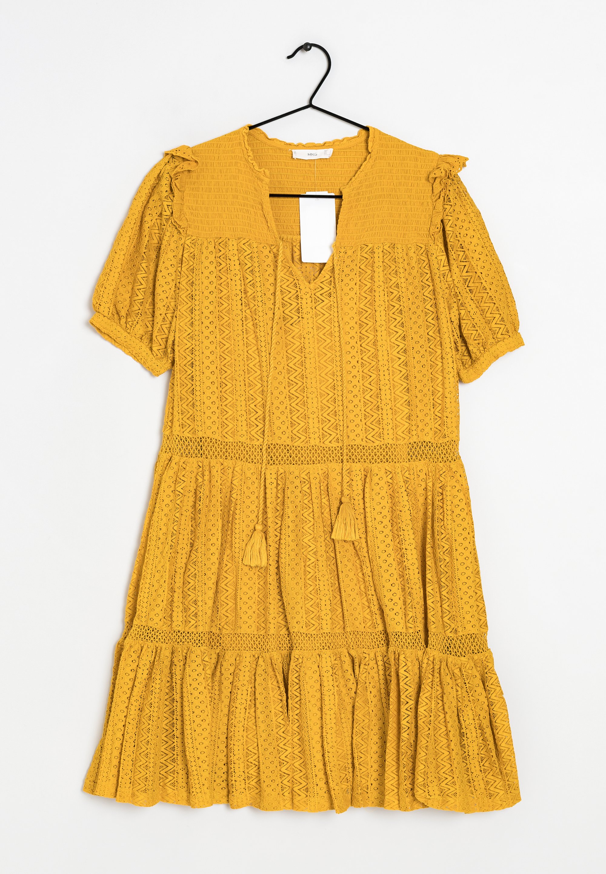 Mango Yellow Smocked Dress Miami Tiered Strappy Mini Dress Koy