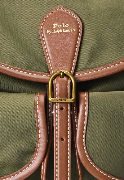 Polo Ralph Lauren LEATHER TRIM TWILL BELLPORT BACKPACK - Σακίδιο πλάτης - company olive