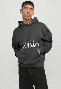 Jack & Jones JORVESTERBRO BACK HOOD - Sportinis megztinis - asphalt