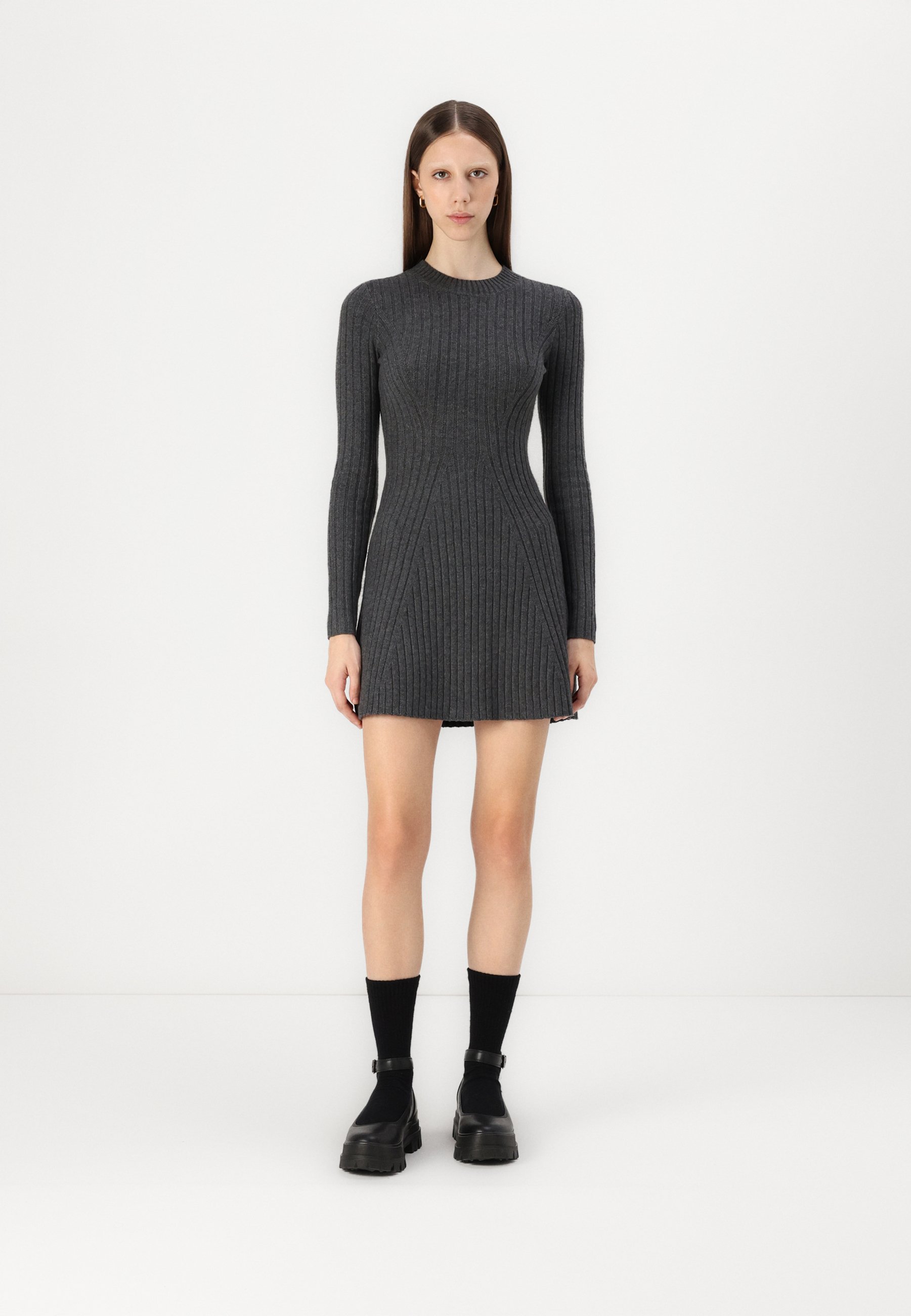 Hollister Co. Ribbed Skater Mini Sweater Dress - Jumper dress - grey -  Zalando.co.uk
