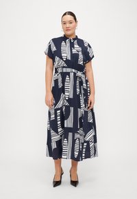 Vero Moda Curve VMCJOSIE LONG TIE DRESS  - Abito a camicia - navy