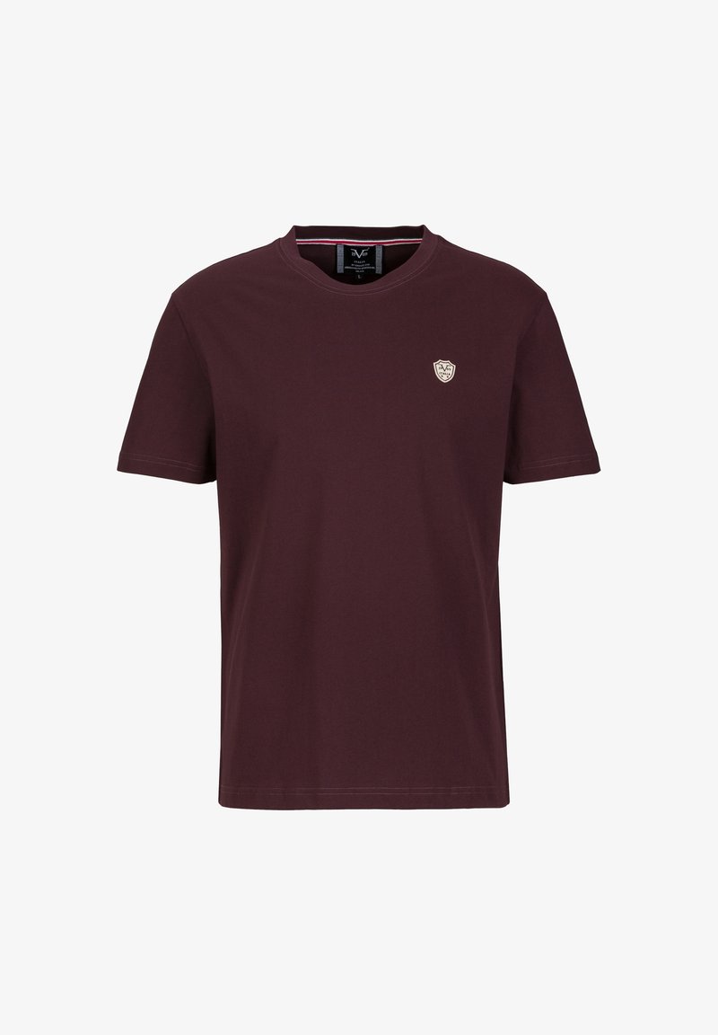 Marloon katoenen t-shirt met een ronde hals, korte mouwen en een klein crèmekleurig logopatchje op de linkerborst.