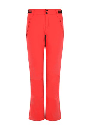 Rode sportieve broek met een recht model, twee voorkruispockets en zwarte taillebandaccenten. Gemaakt van een soepele, lichtgewicht stof.