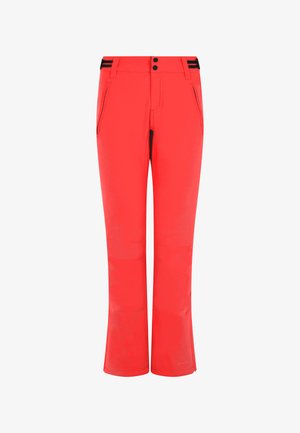 Rode sportieve broek met een recht model, twee voorkruispockets en zwarte taillebandaccenten. Gemaakt van een soepele, lichtgewicht stof.