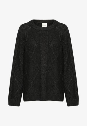 Must mustriga särk ümmarguse kaelusega, lahti lõikega ja teemantmustriga tekstuuriga. Pehme kangas koos soonikute ja äärtega.