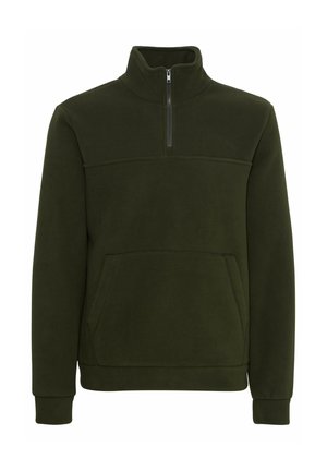 Tumeroheline fliispullover, millel on pooltõmbetasku, kengurutaoline tasku ning soonikkoes varrukad. Pehme tekstuur, minimalism ja ilma mustriteta disain.