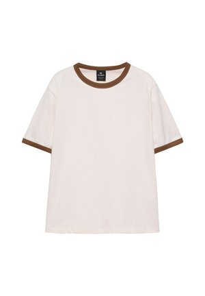 PULL&BEAR, RINGER T-SHIRT WITH CONTRAST RIBBING - T-shirt basic - pink