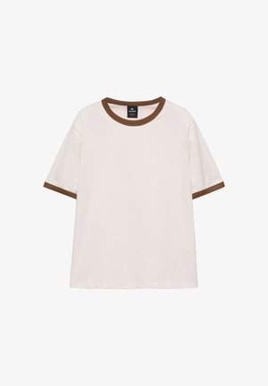 PULL&BEAR, RINGER T-SHIRT WITH CONTRAST RIBBING - T-shirt basique - pink