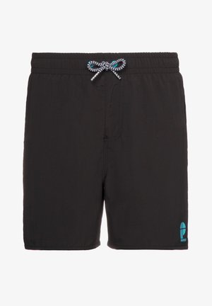 Pantaloni da bagno neri realizzati in tessuto leggero con vita elastica e chiusura con cordino. Presentano un piccolo logo turchese di lato.