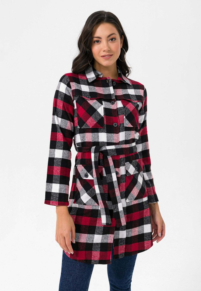 VILA KURZARM - Vestido Camisero - Mars Red/rojo