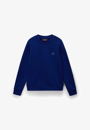Navyblauwe sweatshirt van zachte stof, met een ronde hals, lange mouwen en een klein logo detail op de borst.