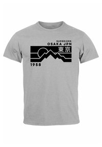 T-shirt Uomo Neverless Osaka Japan Superiors Mountain – Cotone – Nero/Bianco/Grigio - Foto 4