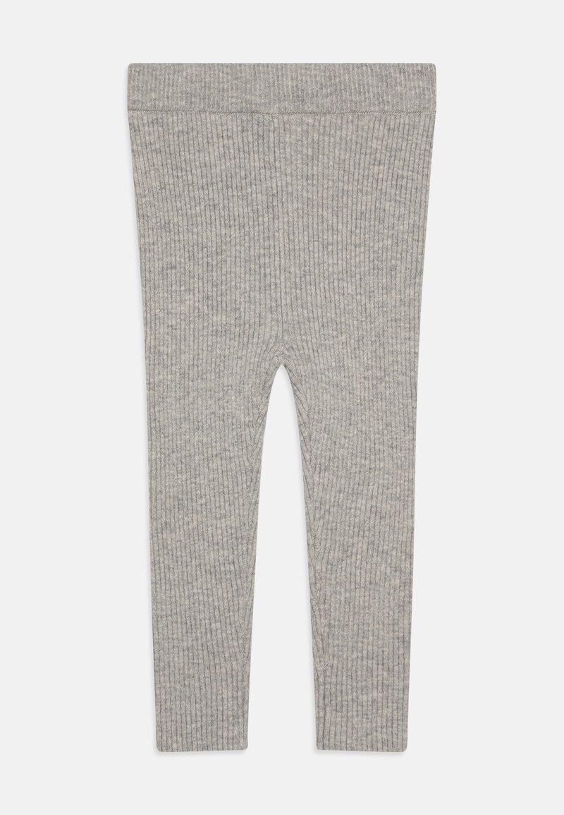 Grå riplägg tights med en mjuk textur, med ett elastiskt midjeband och en tajt passform, utformade för komfort och flexibilitet.