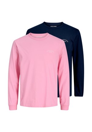 JJCOLLEGE LOGO CREW 2PK - Maglietta a manica lunga - navy blazer pack/navy blazer/prism pink