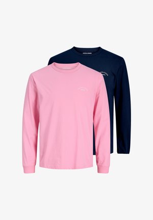 JJCOLLEGE LOGO CREW 2PK - Ilgarankovis viršutinės dalies drabužis - navy blazer pack/navy blazer/prism pink