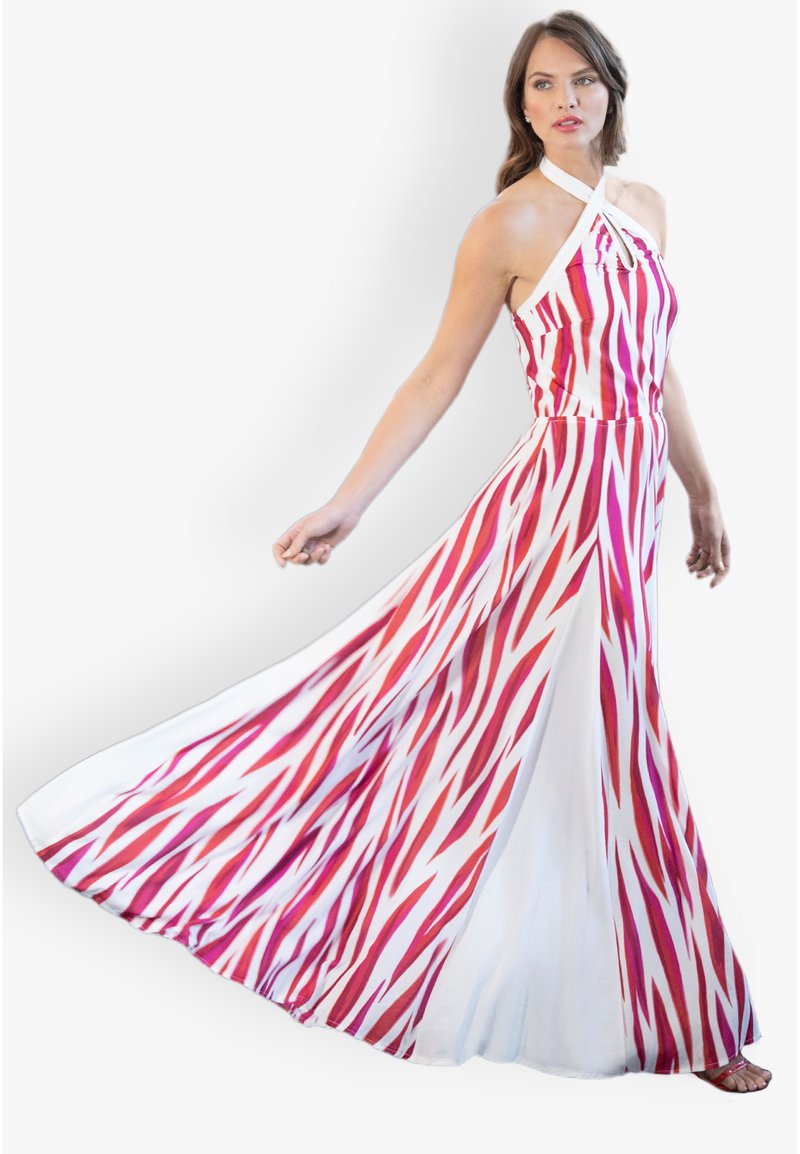 HotSquash HALTER NECK WITH CONTRAST PANELS - Maxi dress - red on white  mystic flames/red - Zalando