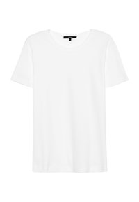 Weißes T-Shirt mit kurzen Ärmeln und Rundhalsausschnitt. Hergestellt aus weichem Material, bietet es eine lässige Passform und ein einfaches Design ohne Muster oder Akzente.