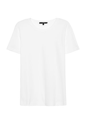 Weißes T-Shirt mit kurzen Ärmeln und Rundhalsausschnitt. Hergestellt aus weichem Material, bietet es eine lässige Passform und ein einfaches Design ohne Muster oder Akzente.