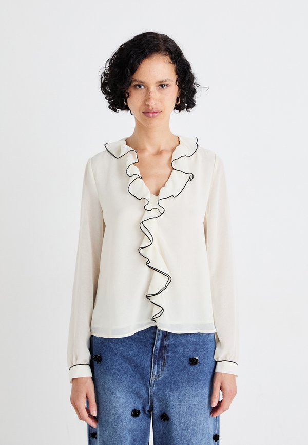 ONLEDITH LIFE VNECK FRILL  - Blouse - egret