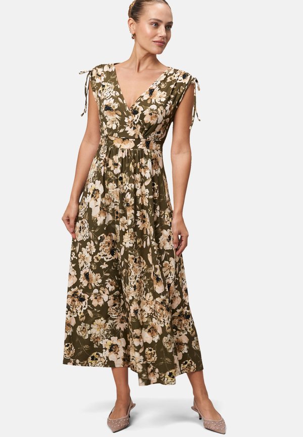 MIT BLUMENMUSTER - Maxikleid - khakicream