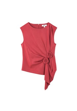 Ipekyol, IPEKYOL T-SHIRT FLORAL APPLIQUÉ ASYMMETRIC T-SHIRT - T-shirt imprimé - old rose