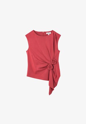 Ipekyol, IPEKYOL T-SHIRT FLORAL APPLIQUÉ ASYMMETRIC T-SHIRT - Print T-shirt - old rose