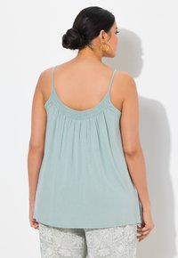 Ulla Popken SMOCKED NECK SPAGHETTI STRAP - Top - light moss green