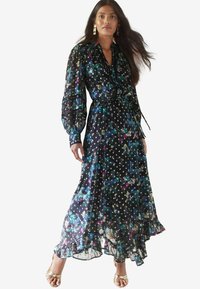 Love & Roses REGULAR FIT - PRINTED TIE FRONT WITH LONG SLEEVES - Maxi šaty - black